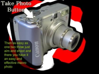 Then as easy as one two three just aim and shoot and there you have it an easy and effective macro photo 