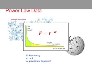 Power-Law Data
𝑭 = 𝒓−𝜶
F: frequency
r: rank
α: power law exponent
 