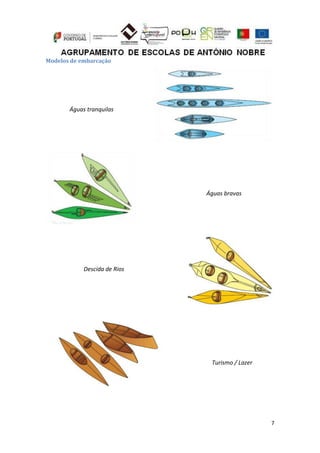 7
Modelos de embarcação
Águas tranquilas
Águas bravas
Descida de Rios
Turismo / Lazer
 