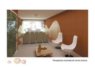 Perspectiva ilustrada do home cinema
 