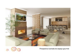 Perspectiva ilustrada do espaço gourmet
 