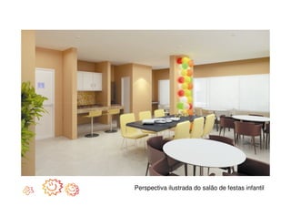 Perspectiva ilustrada do salão de festas infantil
 