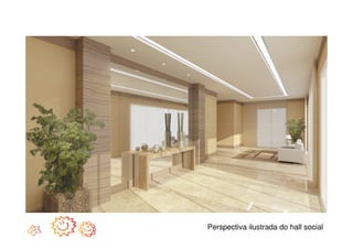 Perspectiva ilustrada do hall social
 