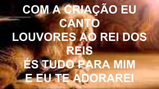 COM A CRIAÇÃO EU
CANTO
LOUVORES AO REI DOS
REIS
ÉS TUDO PARA MIM
E EU TE ADORAREI
 