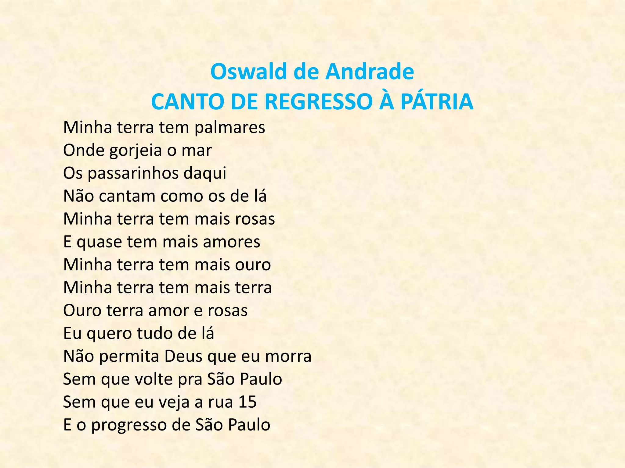 Canção Do Exilio Intertextualidade - BINKEDU
