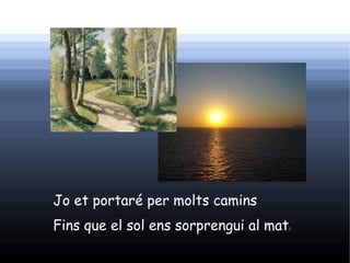Jo et portaré per molts camins
Fins que el sol ens sorprengui al mat   í.
 