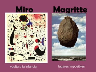 Miro               Magritte




vuelta a la infancia    lugares imposibles
 