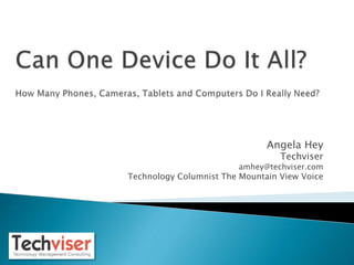 Angela Hey
Techviser
amhey@techviser.com
Technology Columnist The Mountain View Voice
 