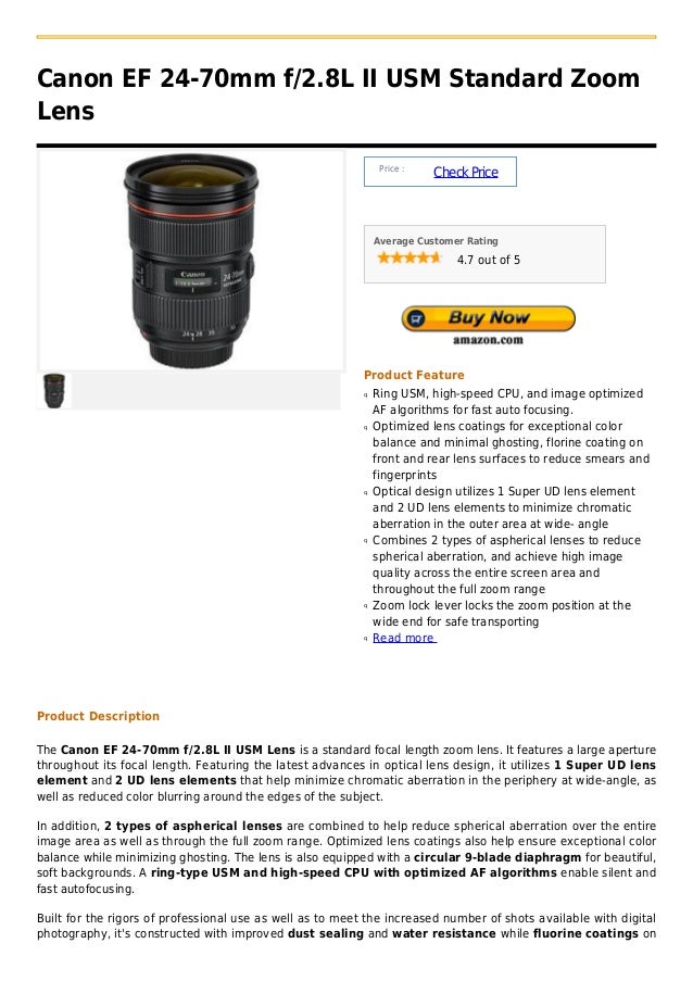 Canon Ef 24 70mm F 2 8 L Ii Usm Standard Zoom Lens Canon Ef 24 70mm F 2 8 L Ii Usm Standard Zoom Lens