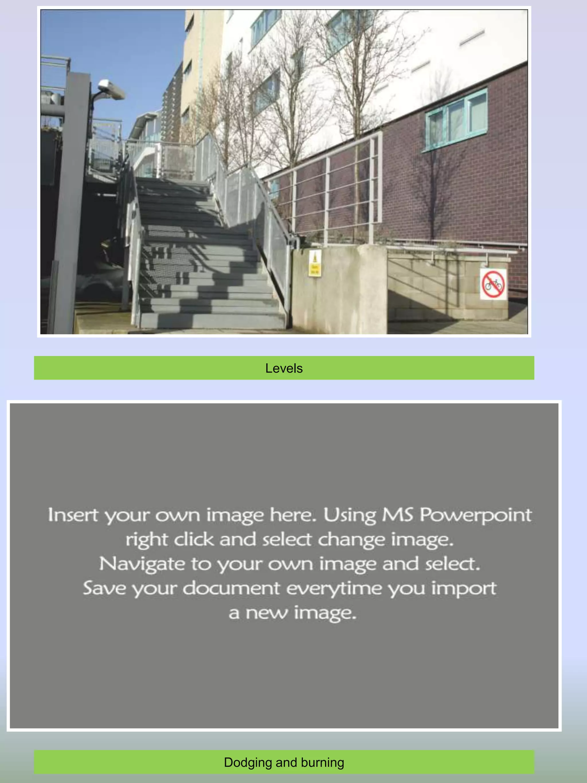 Levels

Dodging and burning

 