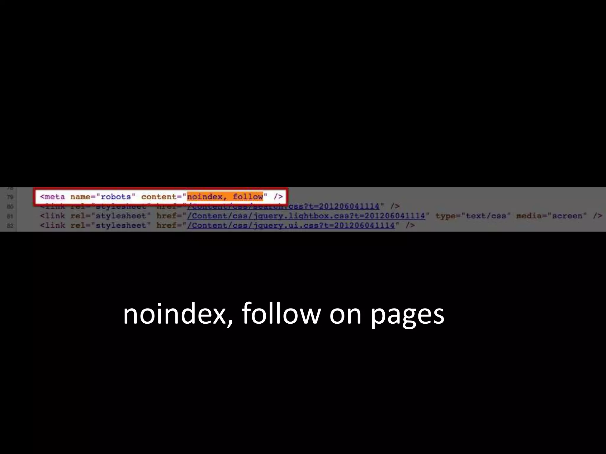 noindex, follow on pages
 