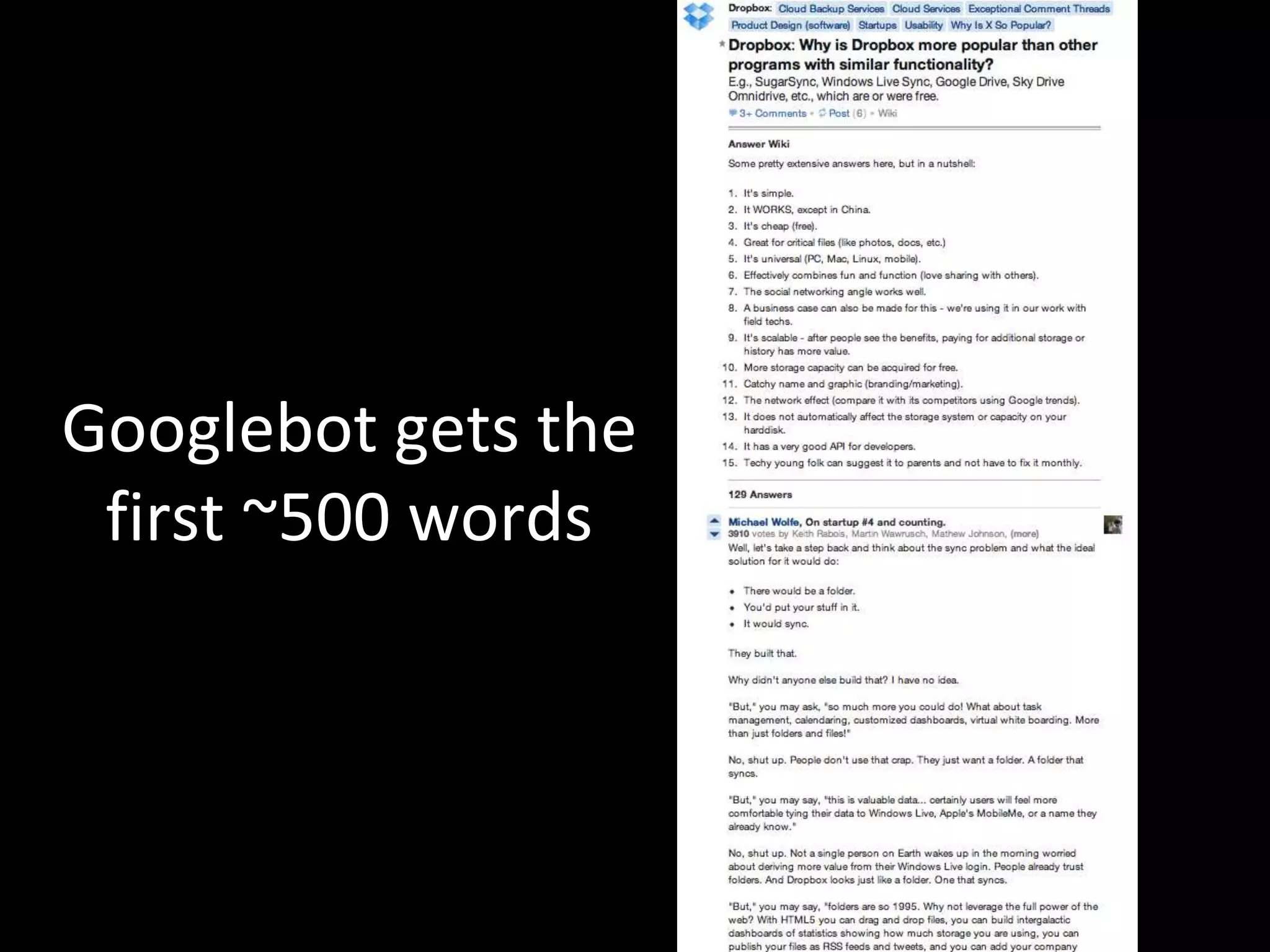 Recommendations


> When View All isn’t an option
   Use the rel prev/next method to consolidate signals across the
    series
   Advantage over noindex method
   Use self-referencing rel canonical




                                                                     34
 