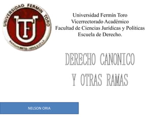 Universidad Fermín Toro
Vicerrectorado Académico
Facultad de Ciencias Jurídicas y Políticas
Escuela de Derecho.
NELSON ORIA
 