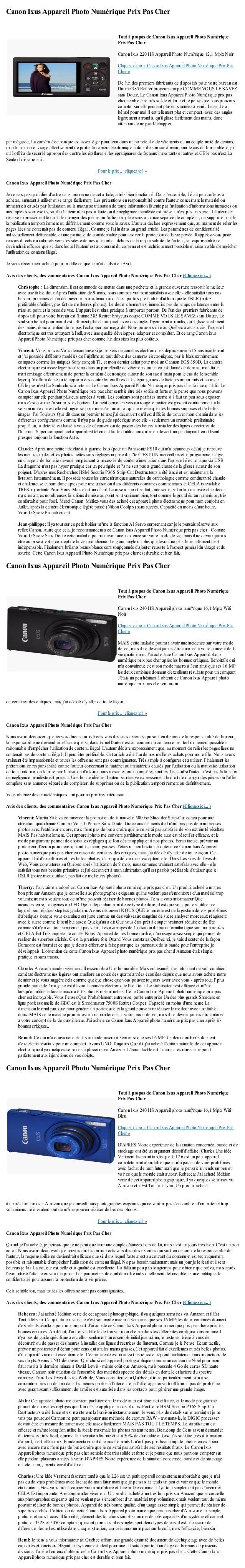 Canon Ixus Appareil Photo Numerique Prix Pas Cher