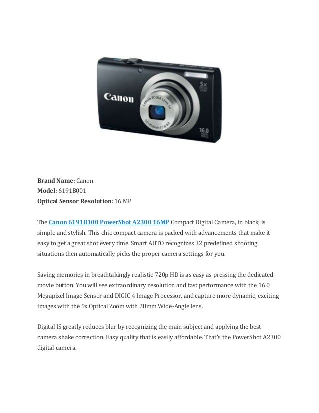 canon powershot a2300 specs