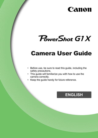 Camera User Guide


                O PY
• Before use, be sure to read this guide, including the
  safety precautions.


          C
• This guide will familiarize you with how to use the
  camera correctly.
• Keep the guide handy for future reference.




                                   ENGLISH
 
