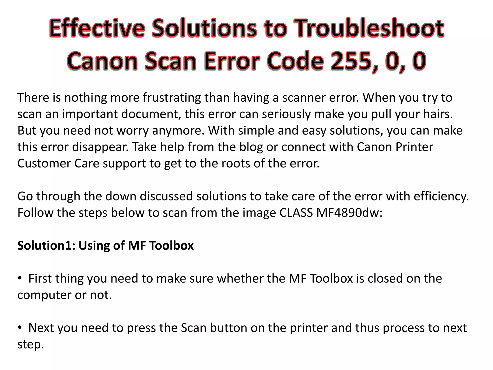 Canon scan error code 255,0,0 PPT