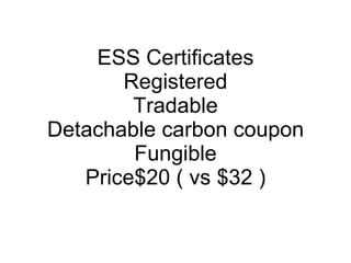ESS Certificates Registered Tradable Detachable carbon coupon Fungible Price$20 ( vs $32 ) 