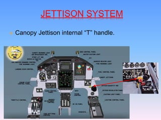 JETTISON SYSTEM
 Canopy Jettison internal “T” handle.
 