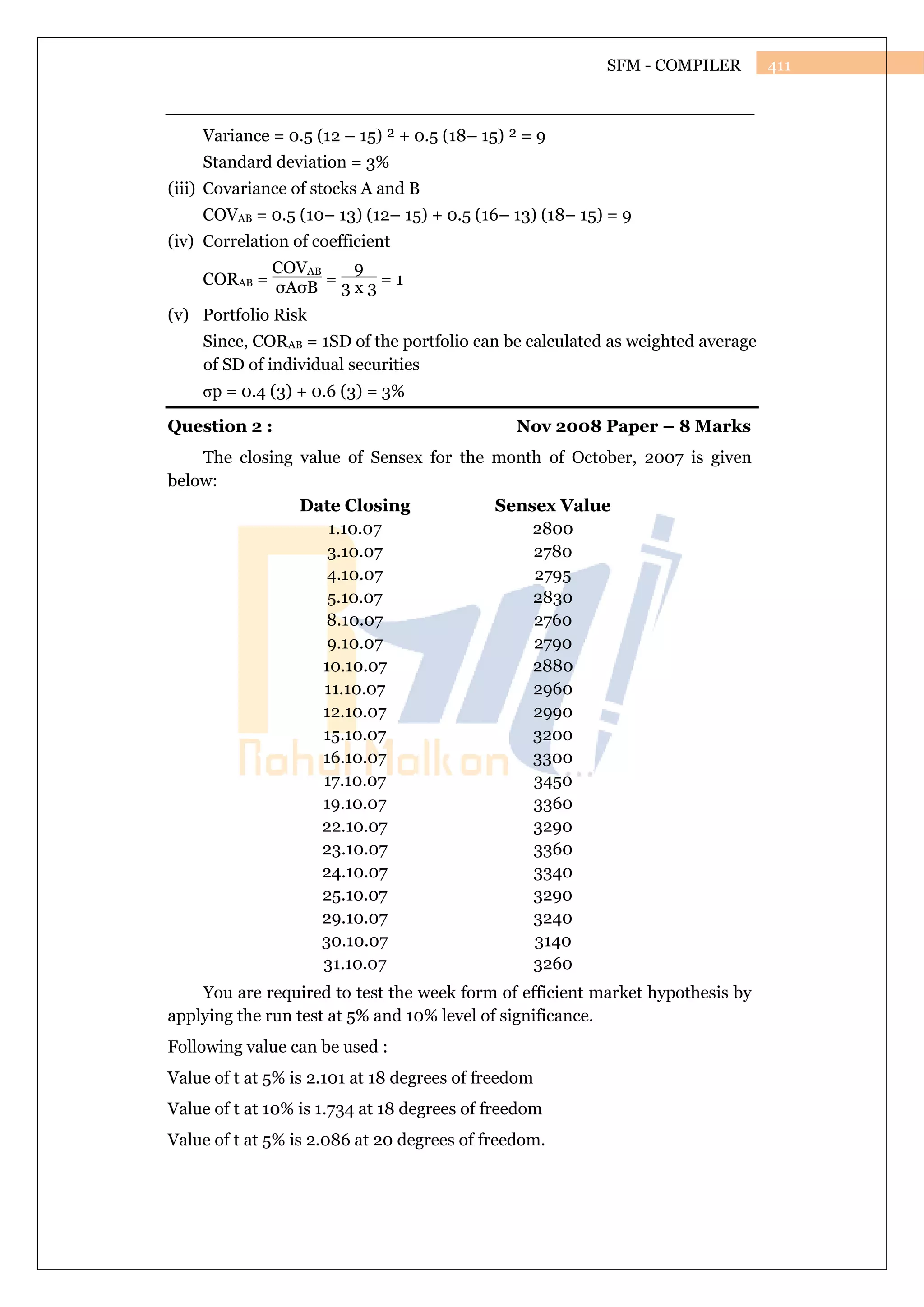 CA NOTES ON RISK, RETURN AND PORTFOLIO PRACTICALS OF STRATEGIC FINANCIAL  MODELING | PDF