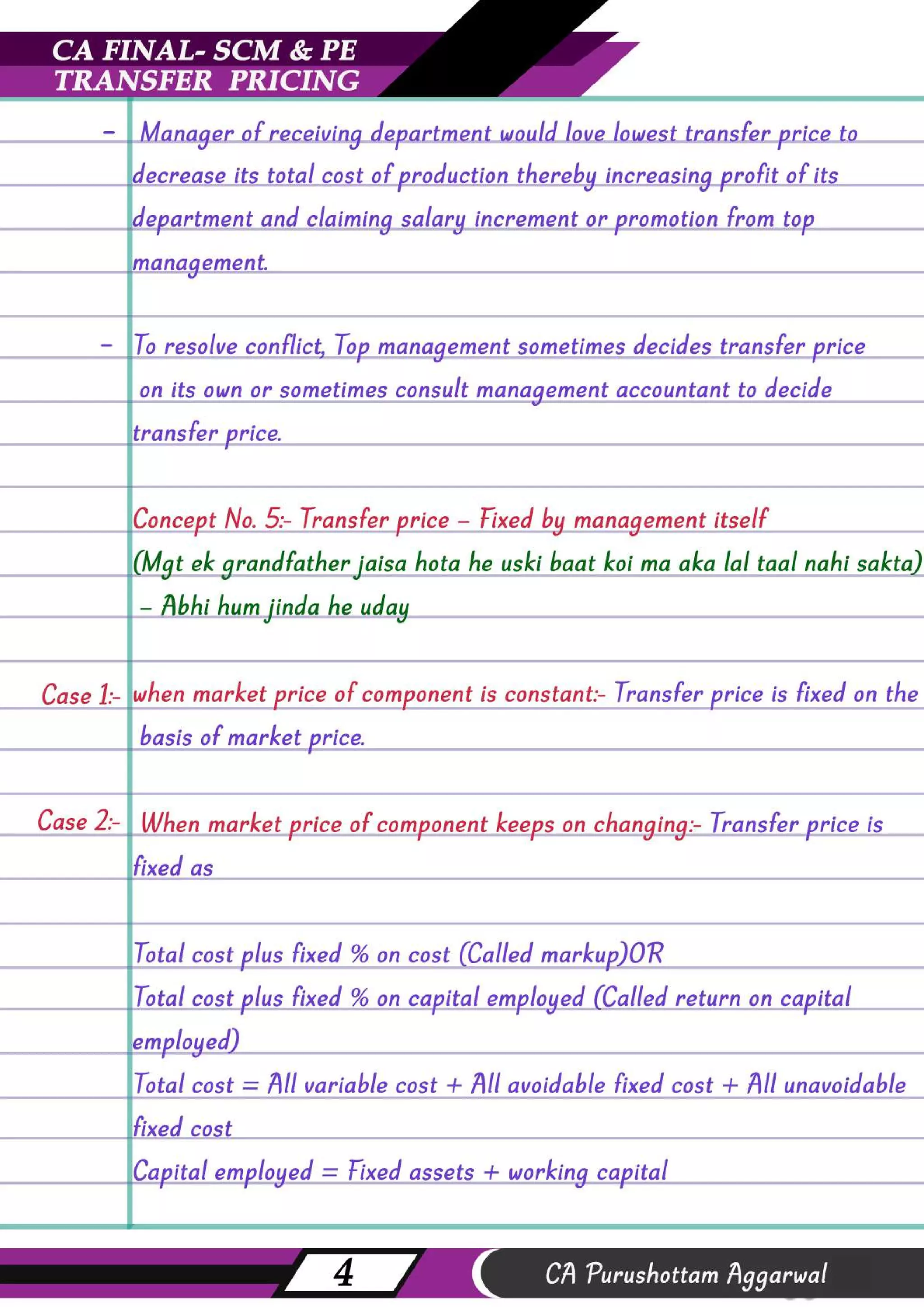 CA NOTES ON TRANSFER PRICING