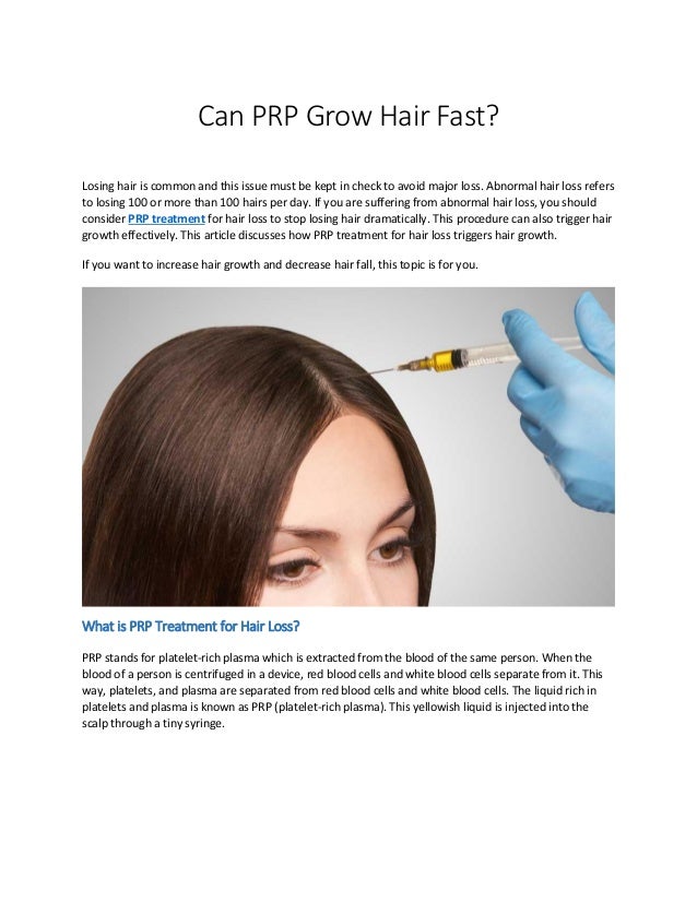 Can Prp Grow Hair Fast