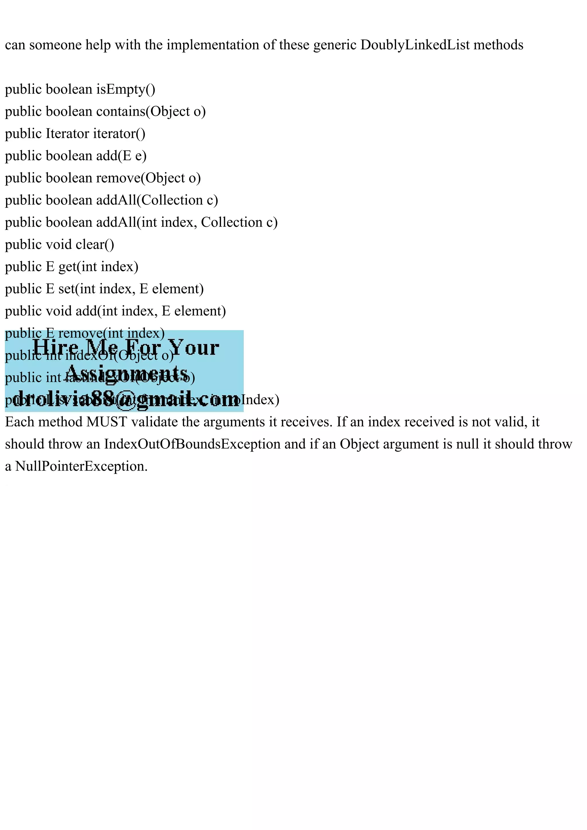 can someone help with the implementation of these generic DoublyLink.pdf