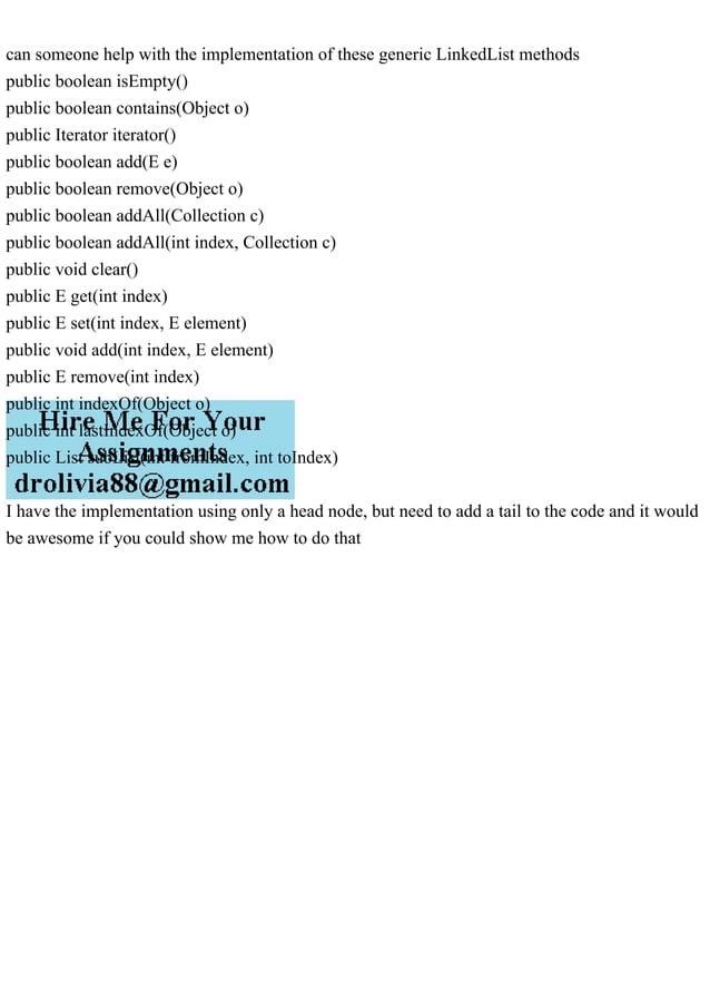 can someone help with the implementation of these generic LinkedList.pdf