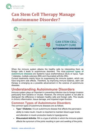 Can Stem Cell Therapy Manage Autoimmune Disorder? | PDF