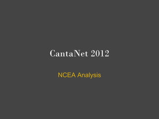 CantaNet 2012

 NCEA Analysis
 