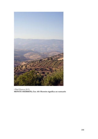 190 
• Baal-Hamon (8:11) 
MONTE HERMON, Cnt. 4:8: Hermón significa un santuario  