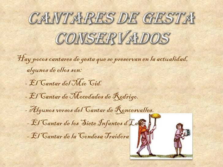 Resultado de imagen de cantares de gesta ejemplos