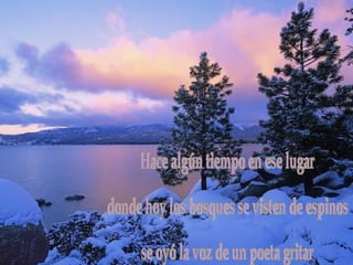 Hace algún tiempo en ese lugar donde hoy los bosques se visten de espinos se oyó la voz de un poeta gritar 