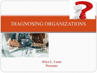 Rilyn L. Canta
Presenter
DIAGNOSING ORGANIZATIONS
 
