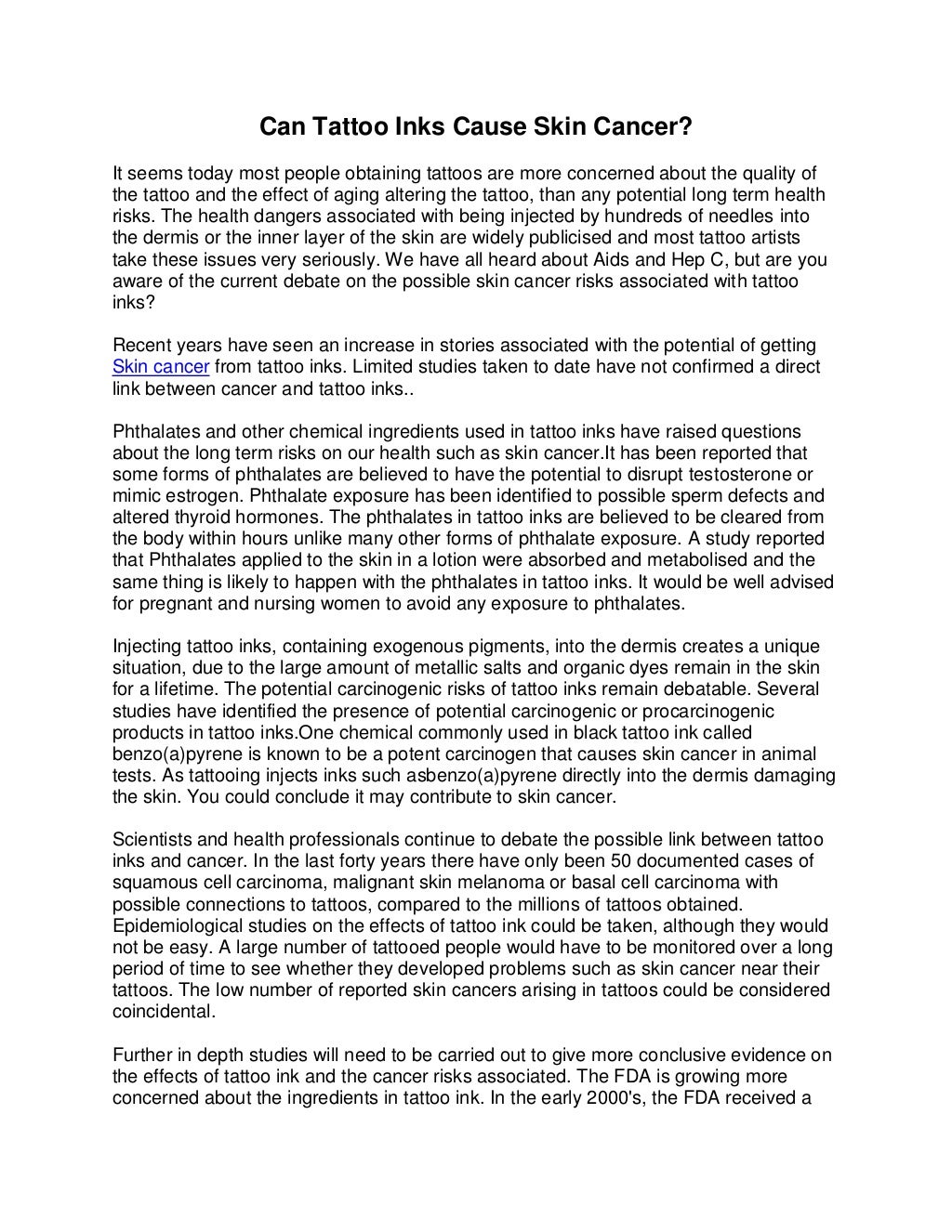 Can Tattoo Inks Cause Skin Cancer?