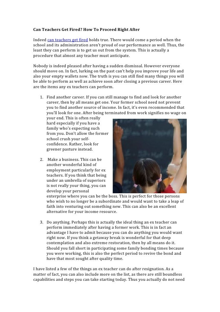 Can teachers get fired how to proceed right after