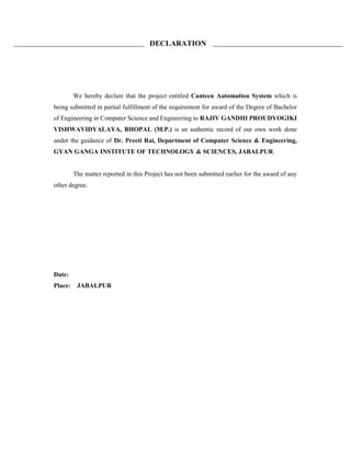 Computer Declaration Official Design Canteen automation system (updated) revised | PDF