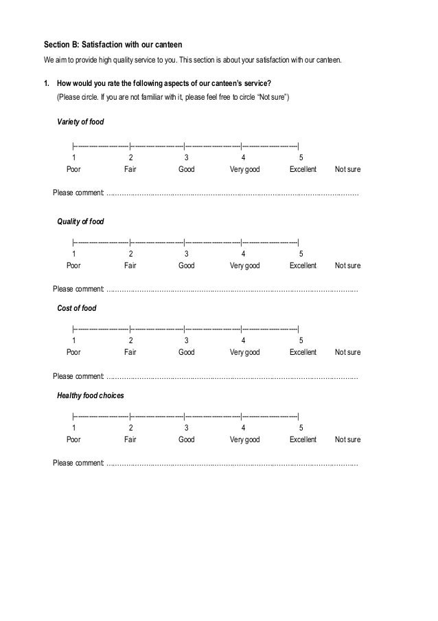 Canteen user survey format Developed by Arunesh Chand Mankotia