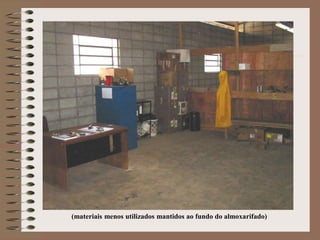 (materiais menos utilizados mantidos ao fundo do almoxarifado) 
 