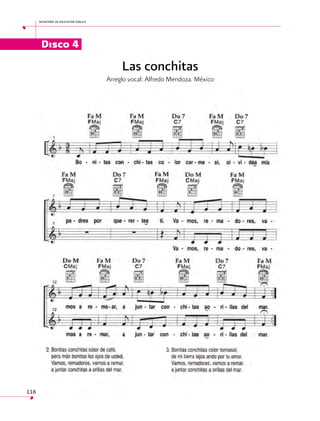 secretaría de educación pública

Disco 4

Las conchitas
Arreglo vocal: Alfredo Mendoza. México

116

 