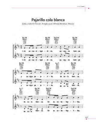 cantemos juntos

Pajarillo cola blanca
Gilda y Valentín Rincón. Arreglo vocal: Alfredo Mendoza. México

117

 