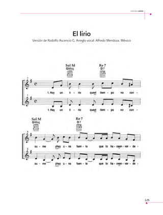 cantemos juntos

El lirio
Versión de Rodolfo Ascencio G. Arreglo vocal: Alfredo Mendoza. México

125

 