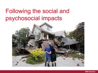 GNS Science
Following the social and
psychosocial impacts
 