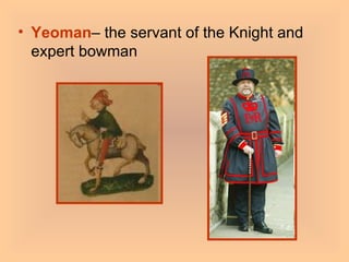 Yeoman – the servant of the Knight and expert bowman 