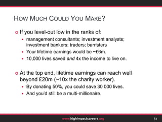 ‘Making a Difference’: Martyrdom	The Moral:By choosing the right career, you can have a high-flying lifestyle and benefit others far more than you would otherwise have done. 35