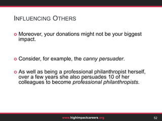 The most obvious objection to my suggestion is: what if the career you pursue causes harm?  Or supports an evil system?Surely that’s the reason why it’s not ethical to go into the city.Causing Harm?36