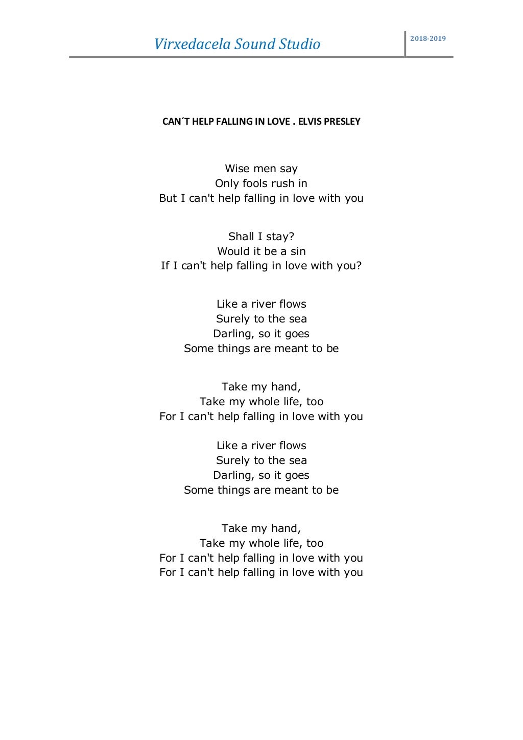 Can't help falling in love