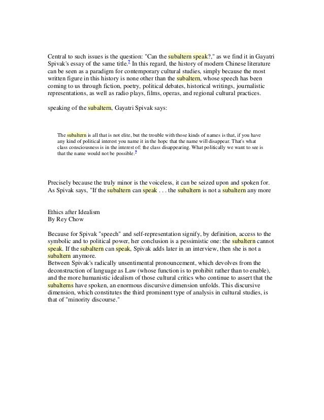 Spivak can the subaltern speak essay