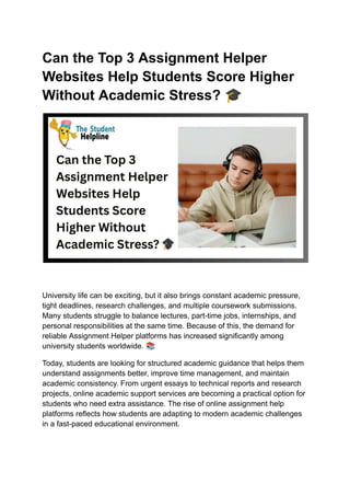 Can the Top 3 Assignment Helper Websites Help Students Score Higher ...