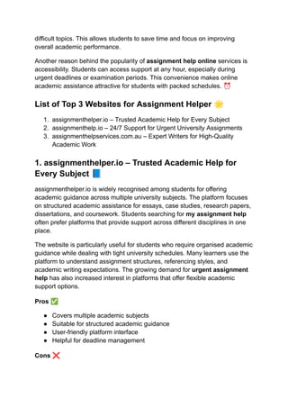 Can the Top 3 Assignment Helper Websites Help Students Score Higher ...